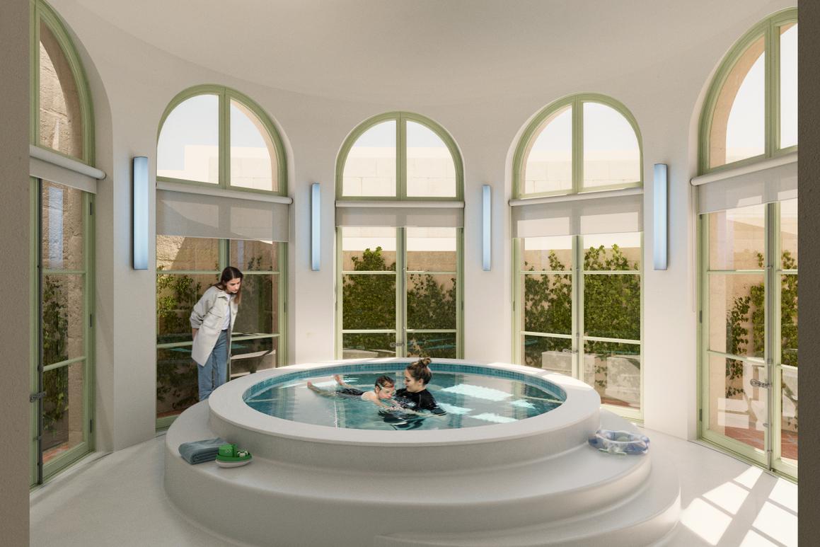 La pequeña piscina ofrecerá momentos de bienestar y actividades de hidroterapia.